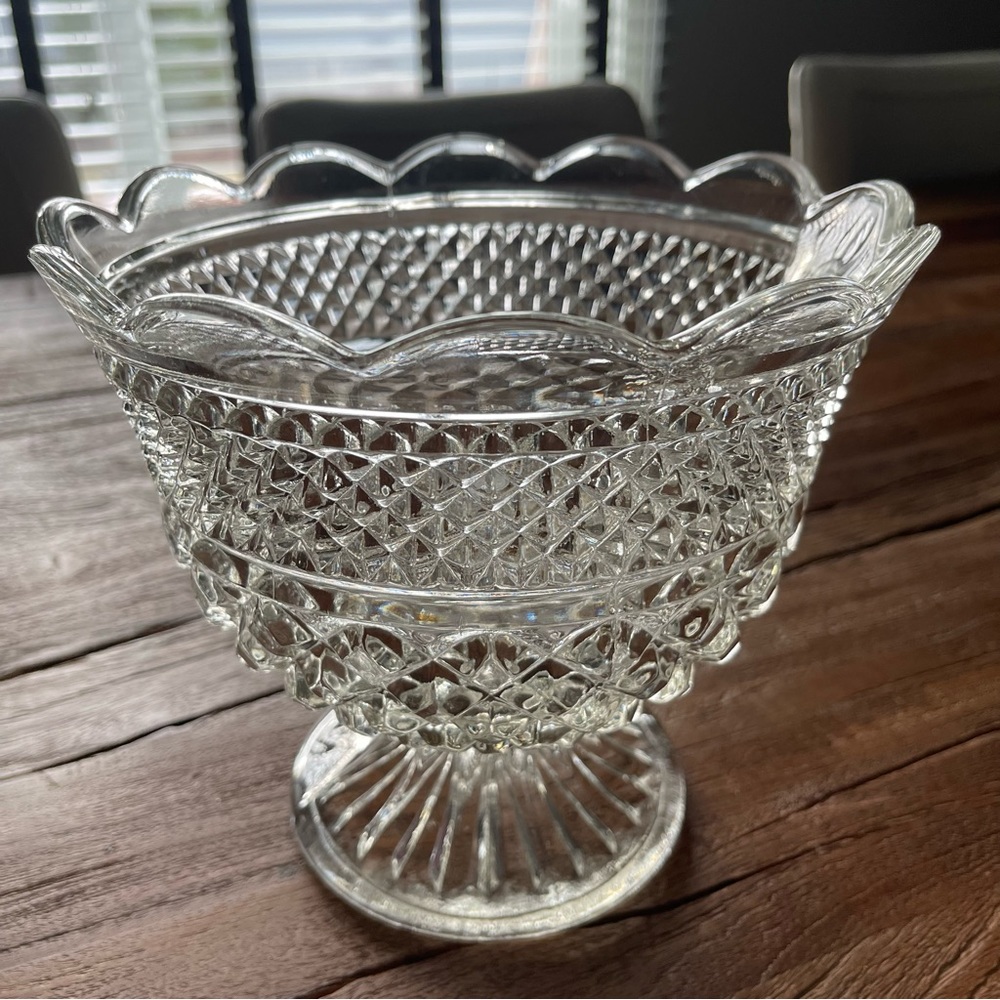 Wexford Pedestal Compote Fruit Bowl Diamond Cut